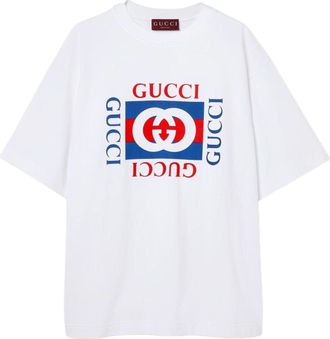 Gucci Cotton Jersey T-Shirt With Gucci Print White 784361-XJGKA-9074