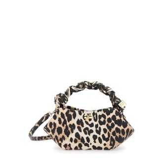 Ganni Leopard Top Handle Bag