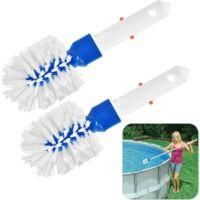 OEM Juego De 2 Cepillos Para Limpiar Piscinas: Cepillo Redondo Y Cepillo Para Esquinas. Cepillos Para Limpiar La Suciedad En Piscinas, Ba&ntilde;os Y Esquinas - 