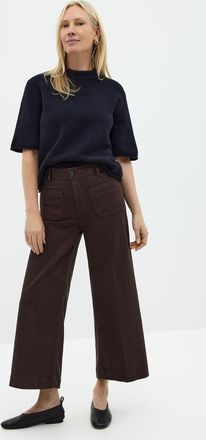 Contemporaine Womens Patch pockets stretch denim pant Fit: Wide leg, high rise