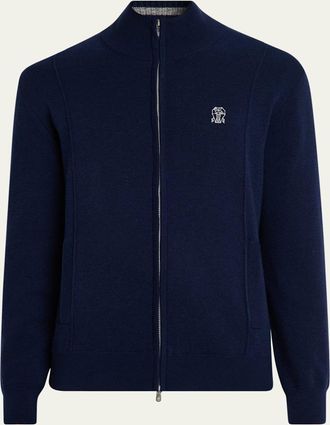 Brunello Cucinelli Mens Cashmere Knit Full-Zip Jacket