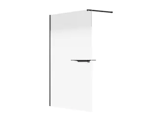 Vente-Unique Parete Per Doccia Walk-in Effetto Nebbia Con Portasciugamani E Scaffali 140 X 200 Cm Nero Opaco - Pomaro