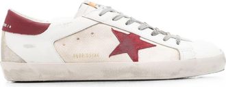 Golden Goose Distressed Red Accents Low-Top Sneakers