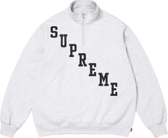 SUPREME FW26 Slant Appliqu&eacute; Half Zip Pullover Ash Grey SUP-FW26-066-GRY