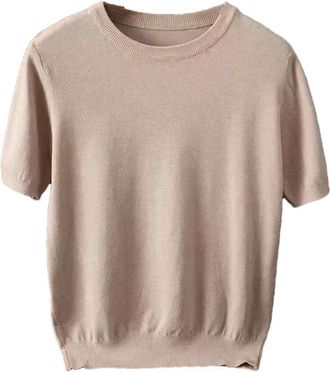 Generic Cashmere T-Shirt Mens O-Neck Knitting Pullover Short Sleeve Pullover Sweater Tops