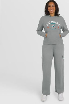 WEAR by Erin Andrews Womens WEAR by Erin Andrews Gray Miami Dolphins Waffle-Knit Long Sleeve Hooded Shirt & Pants Lounge Set at Nordstrom, Size Xx-Large