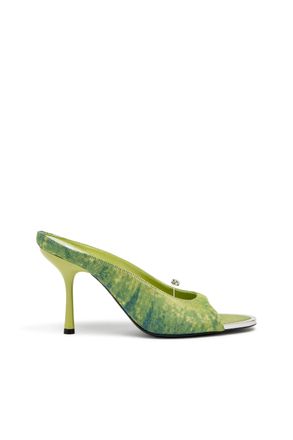 Diesel D-Diams-High denim mule with floating Oval D - Moccasins and Mules - Woman - Green