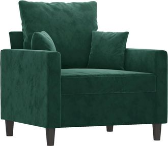 vidaXL Sill&oacute;n De Terciopelo Verde Oscuro 60 Cm Vidaxl