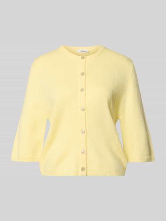 s.Oliver Red Label Regular Fit Strickjacke mit Alpaka-Anteil in Hellgelb, Gr&ouml;&szlig;e 34