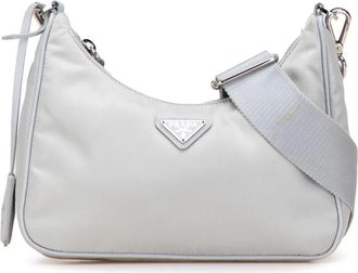 Prada Pre-owned Shoulder Bags, female, Gray, Size: ONE SIZE Pre-owned Nylon Shoulder Bag