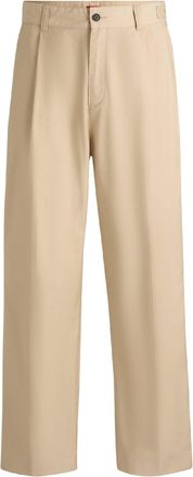 HUGO BOSS Hugo Mens Renar252 Relaxed Fit Trousers in Beige Cotton - Size X-Large