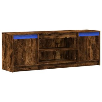 Berkfield Home TV Cabinet with LED Smoked Oak 139.5x34x50 cm Engineered Wood in Brown