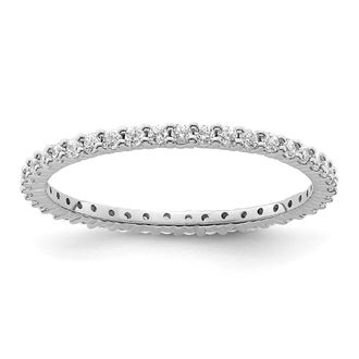 Diamond2Deal 14k White Gold Polished Shared Prong 1/2 Ct Diamond Eternity Band Ring