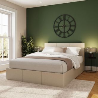 GFW Side Lift Ottoman Storage Bed in Natural | Size: Double
