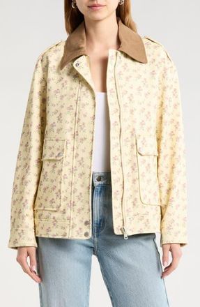 Avec Les Filles Floral Print Chore Coat in Butter Flower at Nordstrom, Size Xx-Small