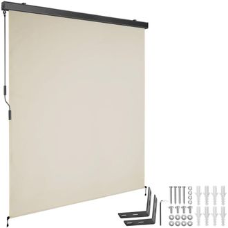 TecTake Toldo vertical con manivela, 2 soportes pared, 160x250 cm, beige