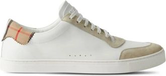 Burberry Check Print Lace-Up Leather Sneakers, Brand Size 45 ( US Size 12 )