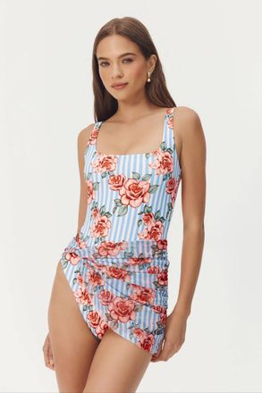 Hutch Cyndi One Piece Swimsuit In Coral Striped Spacious Rose