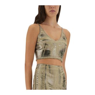 Rick Owens Top Corto de Cuello en V - Tops - Mujer - Beige - S