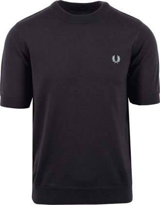 Fred Perry Mens COTTON KNITTED T-SHIRT ANCHOR GREY - Size X-Large
