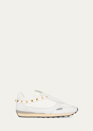Valentino Garavani Rockstud Nylon and Leather Low-Top Sneakers