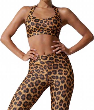 Heroine Sport Racer Sports Bra In Cheetah