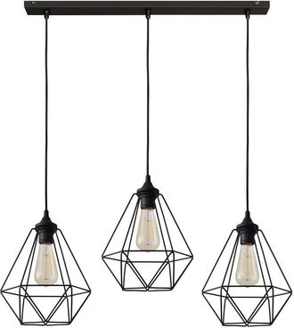 Netlighting Karo Straight Bar Pendant Ceiling Light Black 78cm