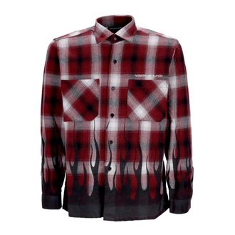 Vision Of Super Flames Lange Mouwen Shirt Druivenwijn - Heren - Casual Overhemden - Veelkleurig - XL - Katoen - Overhemden