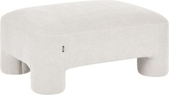 Beliani Ottoman White Fabric Upholstery Plush Texture Cylindrical Legs Organic Style HOGBO