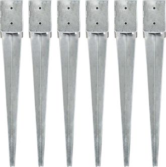 vidaXL Vidaxl - Picas De Tierra 6 Uds Acero Galvanizado Plateado 10x10x76 Cm