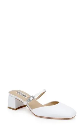 Badgley Mischka Valarie Mary Jane Mule in White Crepe at Nordstrom Rack, Size 11