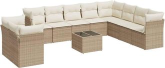 vidaXL Set De Sof&aacute;s De Jard&iacute;n 11pzas Con Cojines Rat&aacute;n Sint&eacute;tico Beige Vidaxl