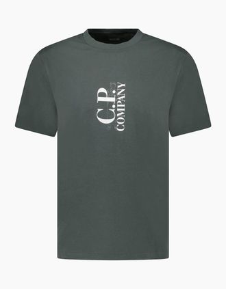 C.P. Company Mens CP Company Vertical Print T-Shirt Dark Shadow - Grey - Size: 36