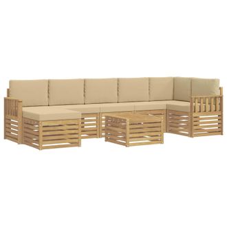 vidaXL Conjunto De Sof&aacute;s De Exterior 7 Pcs Blanco Y Beige Vidaxl