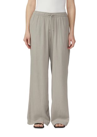 QS by s.Oliver Leinenhose QS, Damen, Gr. 36, L&auml;nge 32, grau (taupe), Obermaterial: 55% Leinen, 45% Viskose, unifarben, loose fit kn&ouml;chellang, Hosen Leinenhose, Somme