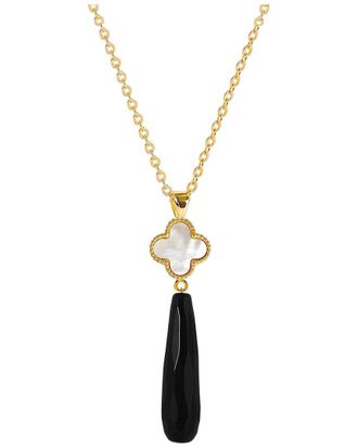 Liv Oliver 18K Plated 38.00 Ct. Tw. Onyx Drop Necklace