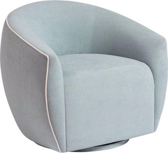 TOV Furniture Tov Furniture Jordan Contrast Piping Textured Velvet Swivel Chair