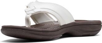 Clarks Womens Breeze Sea V2 Flip-Flop, White Synthetic/Brown Sole, 5.5 UK