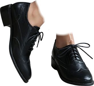 Generic Womens Retro Brogue Low Heels with Tie Bavarian Dirndl Style Court Shoes Unique Oktoberfest Statement Footwear Vintage Beer Festival Dance Party Shoe 