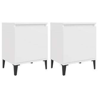 vidaXL Mesitas De Noche Con Patas De Metal Blanco 40x30x50 Cm Vidaxl