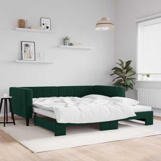 vidaXL Vidaxl - Furniture Limited - Sof&aacute; Cama Nido Terciopelo Verde Oscuro