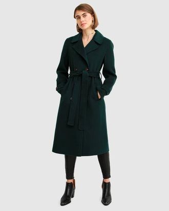 Belle & Bloom Front Runner Belted Coat in Dark Green at Nordstrom, Size Medium Au