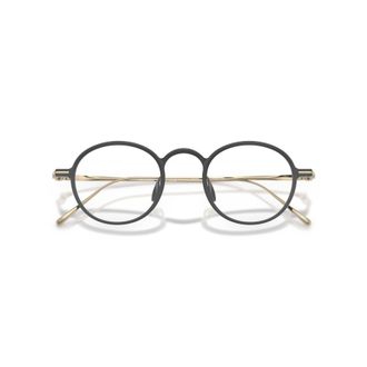 Giorgio Armani 0ar5159t Round Black Eyeglasses with Gold Metal Temples