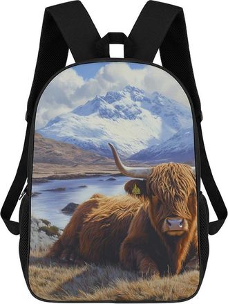 Generic Scottish Highland Cow Laptop Travel Backpack Shoulder Bag Backpacks for Men Women Daypack