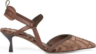 Fendi Schoenen, Dames, Bruin, 36 EU, Fluweel enkelband hak schoen