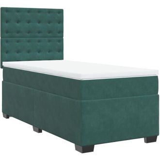 vidaXL Cama Box Spring Con Colch&oacute;n Terciopelo Verde Oscuro 90x190 Cm Vidaxl
