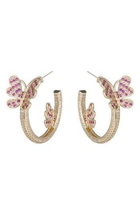 Eye Candy Los Angeles Mia CZ Butterfly Hoop Earrings in Gold at Nordstrom Rack
