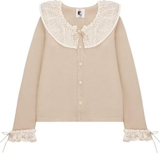 Sleeper Malena vest met kanten kraag - Beige