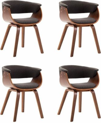 vidaXL Vidaxl - Sillas De Comedor 4 Unidades Madera Curvada Y Tela Gris