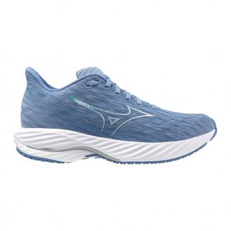 Mizuno Womens Wave Rider 28 Running Shoe In Glacier Lake-White